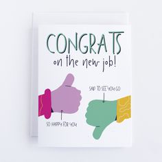 congratulations card with two thumbs up and the words congrats on the new job