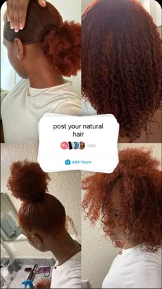 Natural 3b hairstyles colored natural hair amber 3b hair cute natural colored hair Ginger Hair Color, Dyed Hair Inspiration, Dyed Natural Hair, Pretty Hair Color, Natural Hair Styles Easy, Hair Ponytail Styles, Dye My Hair, Hair Dye Colors