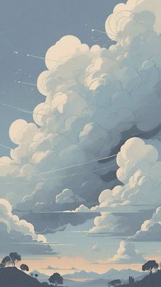 a painting of some clouds in the sky