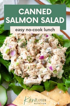 a white plate topped with salad and crackers