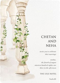 a wedding card with the words, cheetan and neha on it