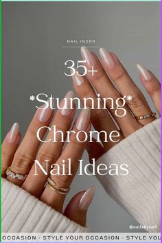 Classy Chrome Nail Designs, Chrome Over Dip Nails, Square Round Chrome Nails, Different Chrome Nails, Wedding Nails 2024 Trends, Classy Vegas Nails, Dip Powder Chrome Nails, Glazed Donut Nails Hailey Bieber Pink, Donut French Tip Nails