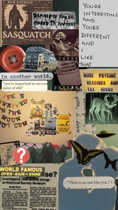 the collage shows many different types of posters and information about people's lives