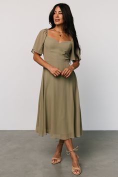 Colette Sweetheart Midi Dress | Dusty Olive Dinner Dress Plus Size, Blair Wedding, Christening Guest, Sweetheart Midi Dress, Dress Dusty Blue, Rehearsal Dinner Dress, Beautiful Midi Dresses, Dresses For Fall, Rehearsal Dinner Dresses