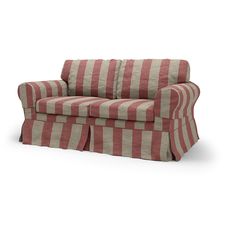 a red and white striped couch on a white background