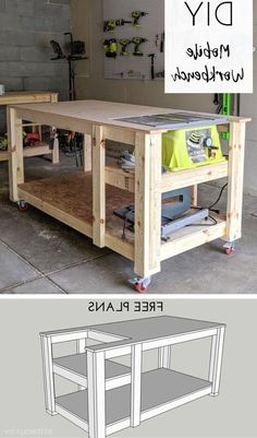 the diy mobile workbench is made from wood