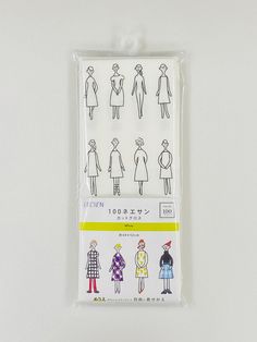 a package of stickers with people in different outfits on it's back side