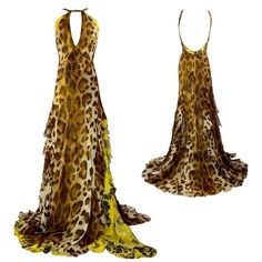 Gianni Versace Couture Vintage Leopard Evening Gown Size 40IT Spring/Summer 2002 Atelier Versace 2000s, Versace Animal Print, 2006 Runway Fashion, Vintage Versace Dress, Versace Gown, Vintage Brand Clothing, Leopard Print Outfits, Versace Vintage, Black Dresses Classy