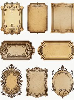 an old fashioned set of frames and labels