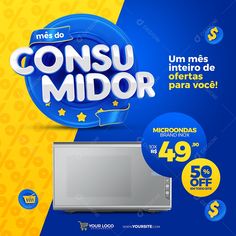 an advertisement for a microwave oven with the words consu midor written in spanish