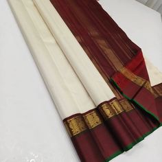 Pure kanchipuram silk sarees handwoven with 2 g pure jari traditional korvai collection White Sarees, South Silk Sarees, Pure Kanchipuram Silk Sarees, White Saree, Silk Sarees, Hand Weaving, Saree, Pure Products, Silk