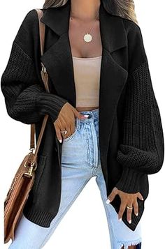 Bulky Sweater, Suit Collar, Pullover Mode, Winter Vest, Long Sleeve Knitted Cardigan, Estilo Chic, Sleeves Clothing, Collar Sweater, Cardigan Fashion