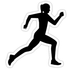 the silhouette of a running woman is shown in black on a white sticker sheet