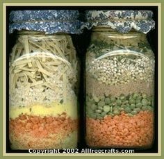 two jars filled with different types of food on top of each other in front of a black background