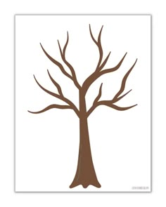 a tree with no leaves is shown in brown and white, on a white background