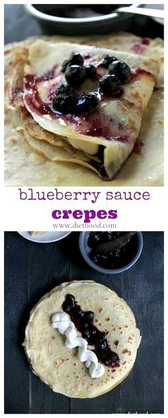 blueberry sauce and crepes are the perfect dessert for breakfast or brunch