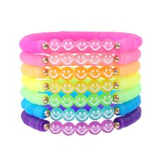 PRICES MAY VARY. 😊Candy Color Preppy Bracelets Set—The lovely and trendy beaded preppy bracelets consist of 6mm candy color transparent disc beads and cute smiley face beads. The colorful stackable bead bracelet set is sure to add a pop of color to your everyday look and dress. 7 different color bracelets for you to choose to match with different clothes, also can be used as friendship bracelets to share with your friends. 😊Smiley Face Beaded Bracelets—Whatever you are white skin or black skin Friendship Bracelets Summer, Smiley Party, Candy Bracelets, Bracelets Summer, Arm Candy Bracelets, Stackable Beaded Bracelets, Clay Bracelets, Yellow Skin, Heishi Bracelet