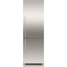 a stainless steel refrigerator freezer on a white background