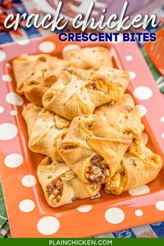 cranberry chicken crescent bites on a red plate