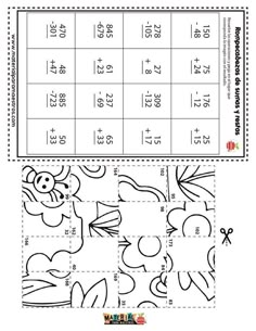 the printable worksheet for addition and subtraction