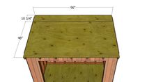 a wooden shed with measurements for the roof