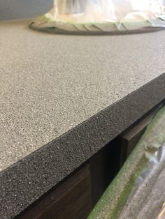 a counter top that has some plastic on it