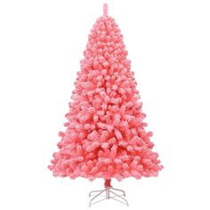 a pink christmas tree on a white background