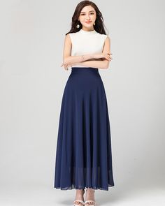 * A long skirt with fixed waist and side zipper. * A-line shape and wide hem, can make you look more taller and slimmer. * Made of pearl chiffon and fully lined. * Can custom make waist size and skirt length. * Material: 100% polyester * Size: True to US size, US 0-US 20 are available, you can let us know your usual size and height in your order. * Shipping: Free shipping Processing time : 5-7 Business days Delivery time : 7-20 Business days Tracking number available If you need rush order or ex White Maxi Length Lined Skirt, White Lined Maxi Skirt, Elegant Chiffon Midi Pleated Skirt, Elegant White Chiffon Skirt, Flowy A-line Maxi Skirt, White Wide-leg Dresses With Flowy Skirt, Flowy Chiffon Pleated Midi Skirt, Solid Color Flowy Dress With Lined Skirt, Chiffon Long Pleated Skirt Dress