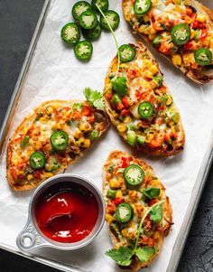 some food is laying out on a tray