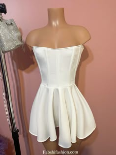 #dress #prom #graduationoutfit #whitedress #outfits #outfitideasforwomen #dressbridesmaids #weddingdress White Mini Dress With Corset Back For Prom, Angelic Mini Dress, Birthday Dinner Outfits, Glamorous White Mini Corset Dress, White Fitted Coquette Corset Dress, Flirty White Mini Corset Dress, Birthday Dinner Outfit, Gorgeous Prom Dresses, Flora Dress