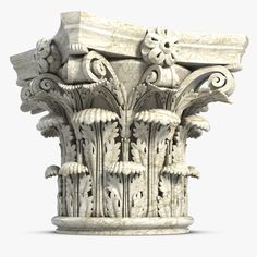 a white marble column with intricate designs on it