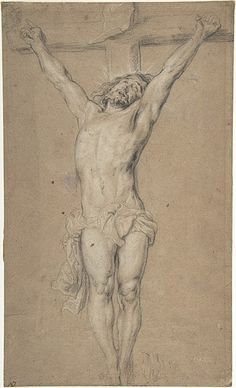 a drawing of a man on the cross