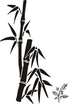 a black and white drawing of a bamboo tree