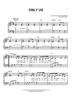 sheet music with the words only us