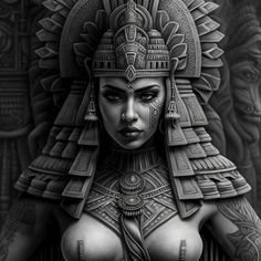 Female Mayan Warrior Tattoo, Women Aztec Tattoo, Aztec Princess Art, Aztec Warrior Holding Woman, Female Aztec Warrior Tattoo, Aztec Worrier Tattoo, Mexican Goddess Tattoo, Tattoo Ideas Mexican Culture, Aztec Women Tattoo