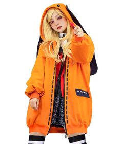 PRICES MAY VARY. Package Includes: 1*Orange Bunny Ears Hoodie+1*Striped Knee Socks. High Quality Fabrics. This Runa jacket is made of 100% polyester, the fabric is windproof, durable, not easy to wrinkle, does not fade, easy to care, and machine washable. Unique Design. The overall shape of this hoodie is an orange long-eared bunny with a large-capacity hat and pockets. It has been improved on the basis of the costumes of anime characters and added a detachable rabbit tail and rabbit ears. It ca Runa Cosplay, Orange Bunny, Bunny Ear Hoodie, Orange Coat, Orange Hoodie, Fancy Dresses Party, Anime Hoodie, Bunny Ears, Knee Socks