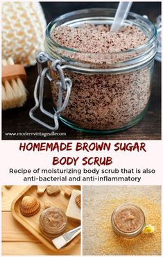 homemade brown sugar body scrub recipe in a jar