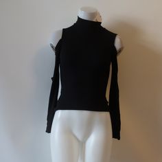 Nwt Womens Lna Black Ribbed Cold Shoulder Top Sz Xs Cut Out On Sleeve Mock Neck Material: 95% Rayon 5% Spandex Measurements (Flat): Armpit: 14" Length: 20" ...Ran_kat307-1** Choker Tee, Cold Shoulder Tops, Turtle Neck Crop Top, Rib Knit Top, Cold Shoulder Long Sleeve, Waffle Knit Top, Shoulder Tops, Striped Hoodie, Ribbed Tank Tops