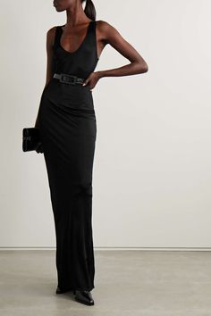 SAINT LAURENT Jersey maxi dress | NET-A-PORTER Saint Laurent Dress, Jersey Maxi Dress, High Fashion Looks, Cocktail Attire, Maxi Jersey Dress, Minimal Outfit, Tank Top Dress, Pleated Maxi Dress, Style Maxi Dress