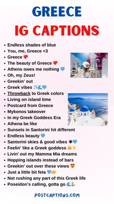 a poster with the words greece and other destinations on it's back side, which includes