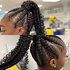 Big Cornrows Hairstyles, Braids 2024, Feed In Braids Ponytail, Braided Ponytails, Scalp Braids, Ponytail Braid, Cornrows Braids For Black Women, Natural Hair Weaves, Braided Pony