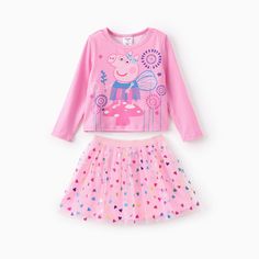 Beautiful Peppa Pig Toddler T-Shirt and Half Skirt Set
* Adorable floral and star elements with Peppa Pig prints
* Soft and comfortable milk silk fabric for the top
* Pink skirt features colorful vinyl heart mesh
* Purple skirt sparkles with sequin fabric
* Neckline: Round
* Style: Fashionable and sweet with floral and star elements
* Fit: True to size
* Length: Knee-length Skirt Fall Outfits, Fall Outfits Cute, Shirt And Skirt, Skirt Outfits Fall, Sparkle Skirt, Cute Clothing, Girls Skirt, 2 Piece Skirt Set, Purple Skirt