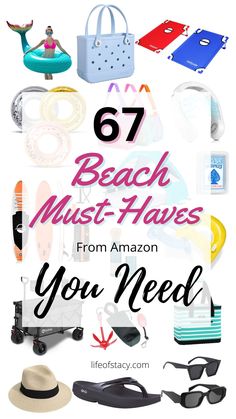 collage of beach essentials Beach Accessories Must Have, Day Trip Essentials, Beach Day Food, Beach Day Trip, Beach Must Haves, Beach Vacation Accessories, Beach Vacation Tips, Perfect Beach Day, Beach Packing