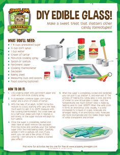 the instructions for making edible glass are shown in this brochure, which shows how to