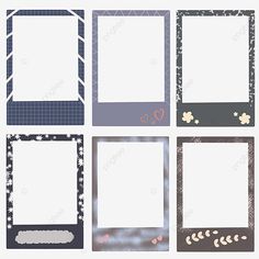 four different frames with hearts and flowers on the edges, all in grey and white