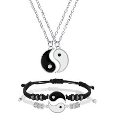 PRICES MAY VARY. Amount of package: you will get 2 pieces matching Yin Yang adjustable cord bracelets and 2 pieces pendant necklaces, ideal combinations for you to use Good gift: package comes with a beautiful gift box, so you can give it as gifts to your wife, husband, boyfriend, girlfriend, lovers at engagement, wedding, birthday and other important festivals Durable to use: Yin Yang adjustable cord bracelets with 4 strands of ropes are close to skin, -, , not easy to fade and durable, Yin Yan Yin Yang Bracelet, Bracelet Valentines, Yin Yang Necklace, Matching Friend, Valentine Gifts For Girlfriend, Couples Bracelet, Stainless Steel Chain Necklace, Couple Necklaces, Couple Jewelry