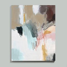 an abstract painting with various colors and shapes on the canvas, it looks like something out of