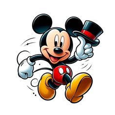 mickey mouse with a top hat running