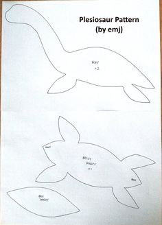 an image of a paper cut out of a turtle and another sea animal with the words plesjaur pattern by em