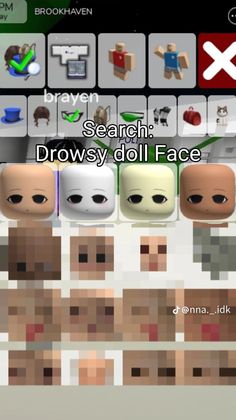 an image of some avatars on the screen with text that reads search browsy doll face